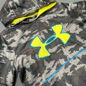 BOYS’ UNDER ARMOUR HOODIE Size YSM Grey/Blue/Yellow